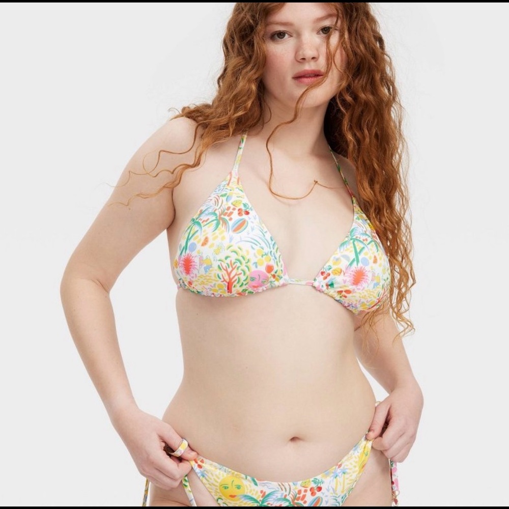 Women's Vacation/Star Geo Reversible Triangle Bikini Top - Roller Rabbit